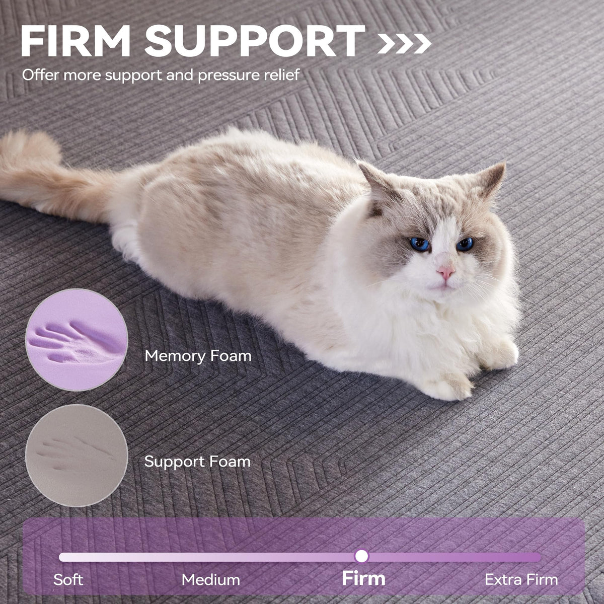 BDEUS 3 inch Extra Firm Memory Foam Mattress Topper King Size for Big Guys, Supportive Mattress Pad for Back Pain Relief, Firm Foam Bed Topper with Senior Grey Cover, 76 × 80 Inch