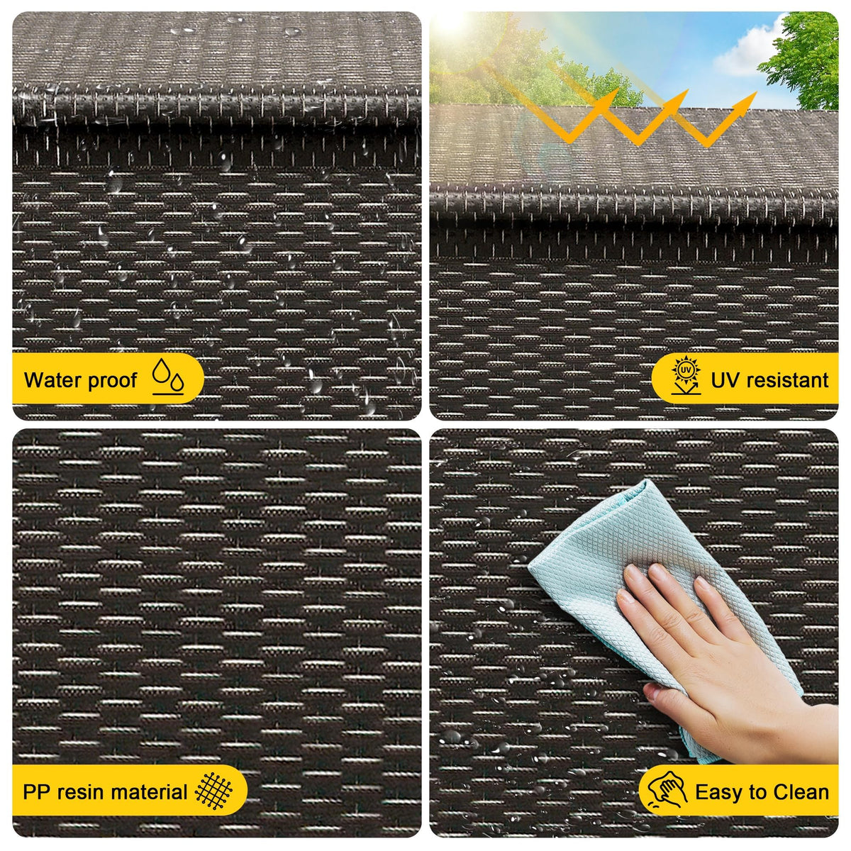185 Gallon Wicker Deck Box, All-Weather Outdoor Storage Bin with Rattan Finish, Large Capacity for Patio Furniture, Cushions, Pool Supplies & Garden Tools (Brown)