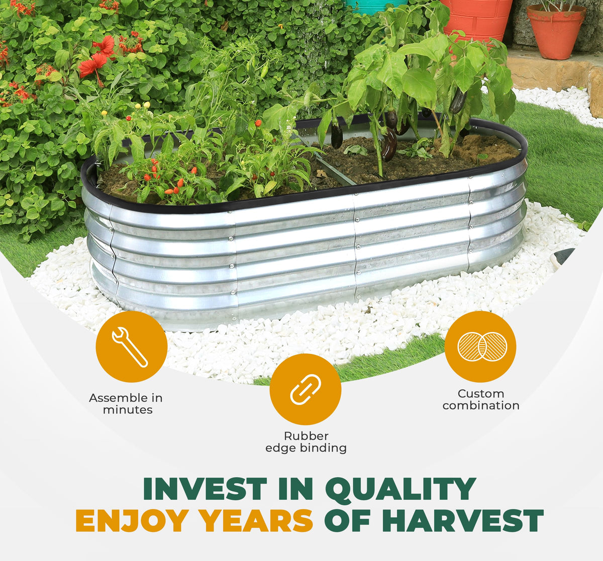 Utopia Home Galvanized Raised Garden Bed, 6x2x1 Ft Lightweight Planter Boxes Outdoor with Easy Assembly, Large Garden Bed for Vegetables, Fruits, Flowers, Silver, Pack of 2