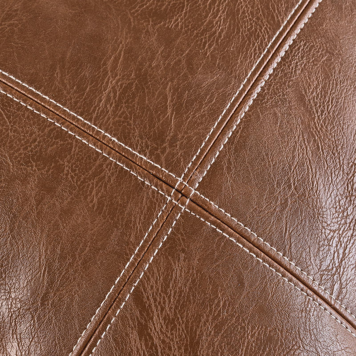 Fancy Homi 2 Packs Boho Brown Waterproof Faux Leather Decorative Throw Pillow Covers 18x18 Inch for Couch Bed Sofa, Modern Farmhouse Home Decor, Hand Stitched Accent Square Cushion Case 45x45 cm