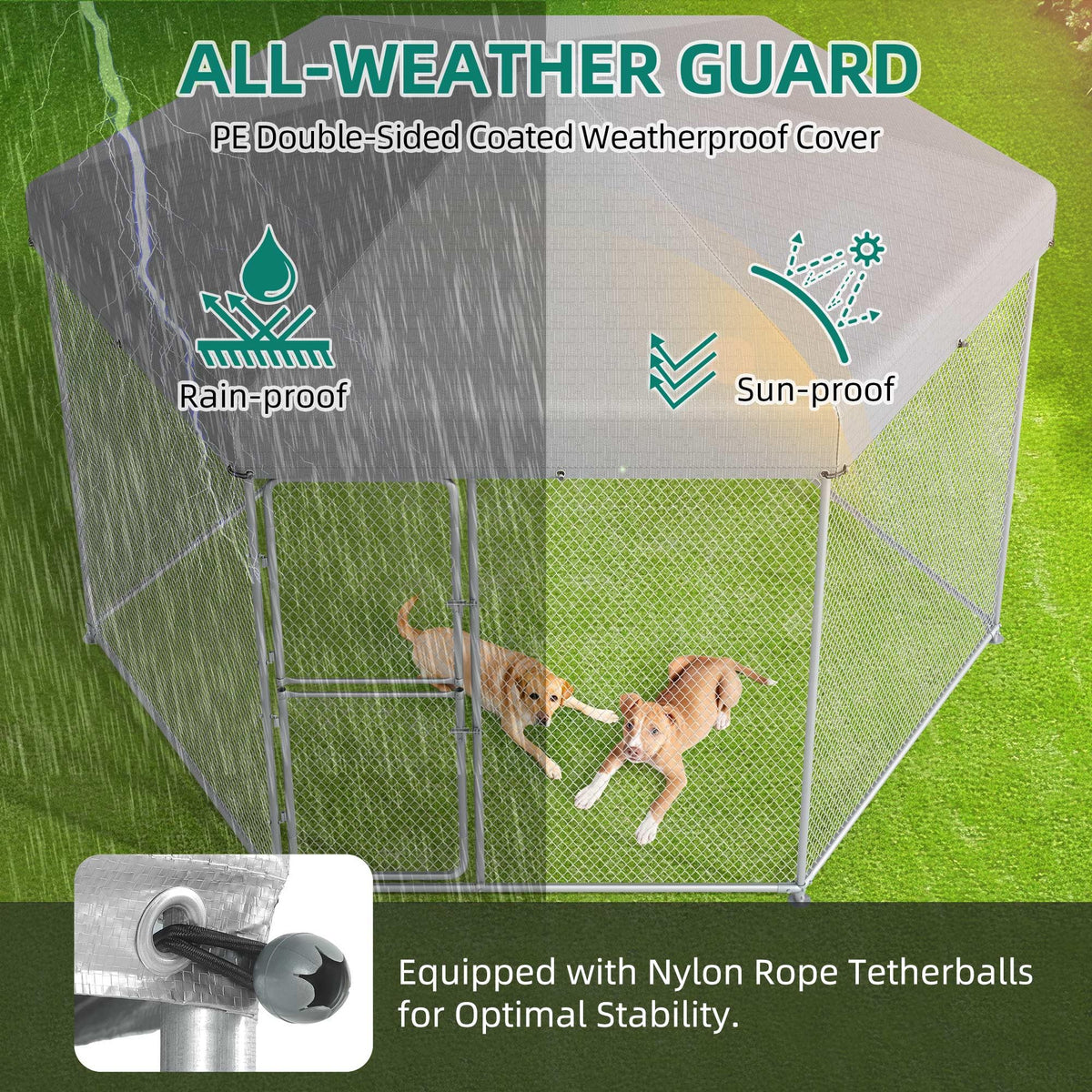 YITAHOME Extra Large Outdoor Dog Kennel for Yard, 13.1×11.2×7.6FT Heavy Duty Pet Pens House Dog Run Enclosure w UV-Resistant Waterproof Roof Cover & Lock, Playpen Fence Outdoor for Medium Large Dogs