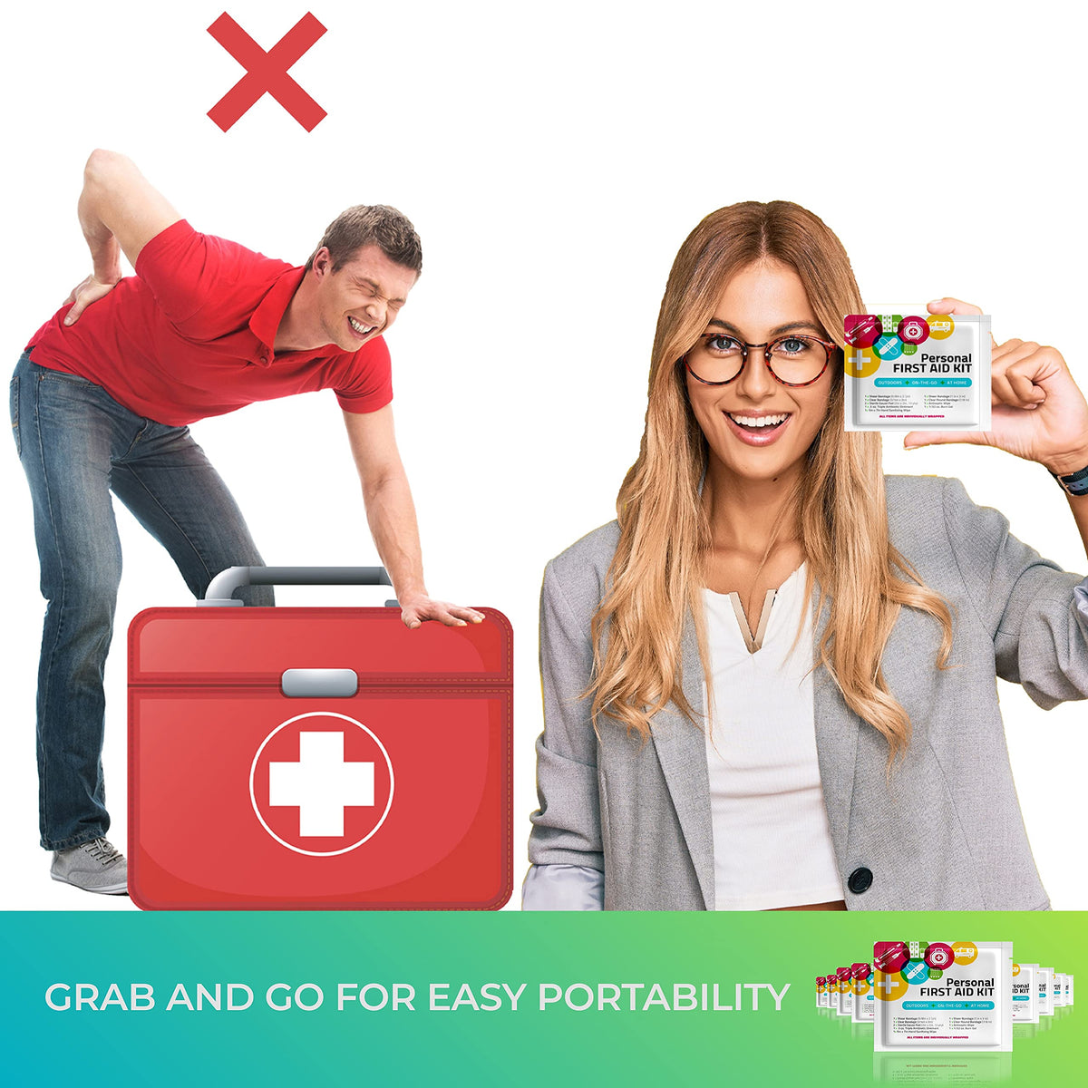 First Aid Emergency Medical Kit Mini and Travel Size - | Great for Kids, Schools, Business, Hiking, Camping | Wound Care Products (Abstract) (50)