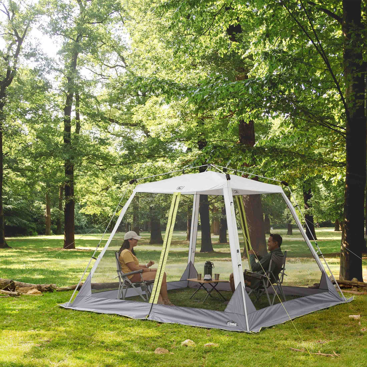 CORE 10’x10’ Instant Screen House | Folding and Portable Large Pop Up Tent Gazebo Canopy Shelter with Included Carry Bag | Perfect for Family Camping, Outdoor, Picnic, Backyards, and Tailgate