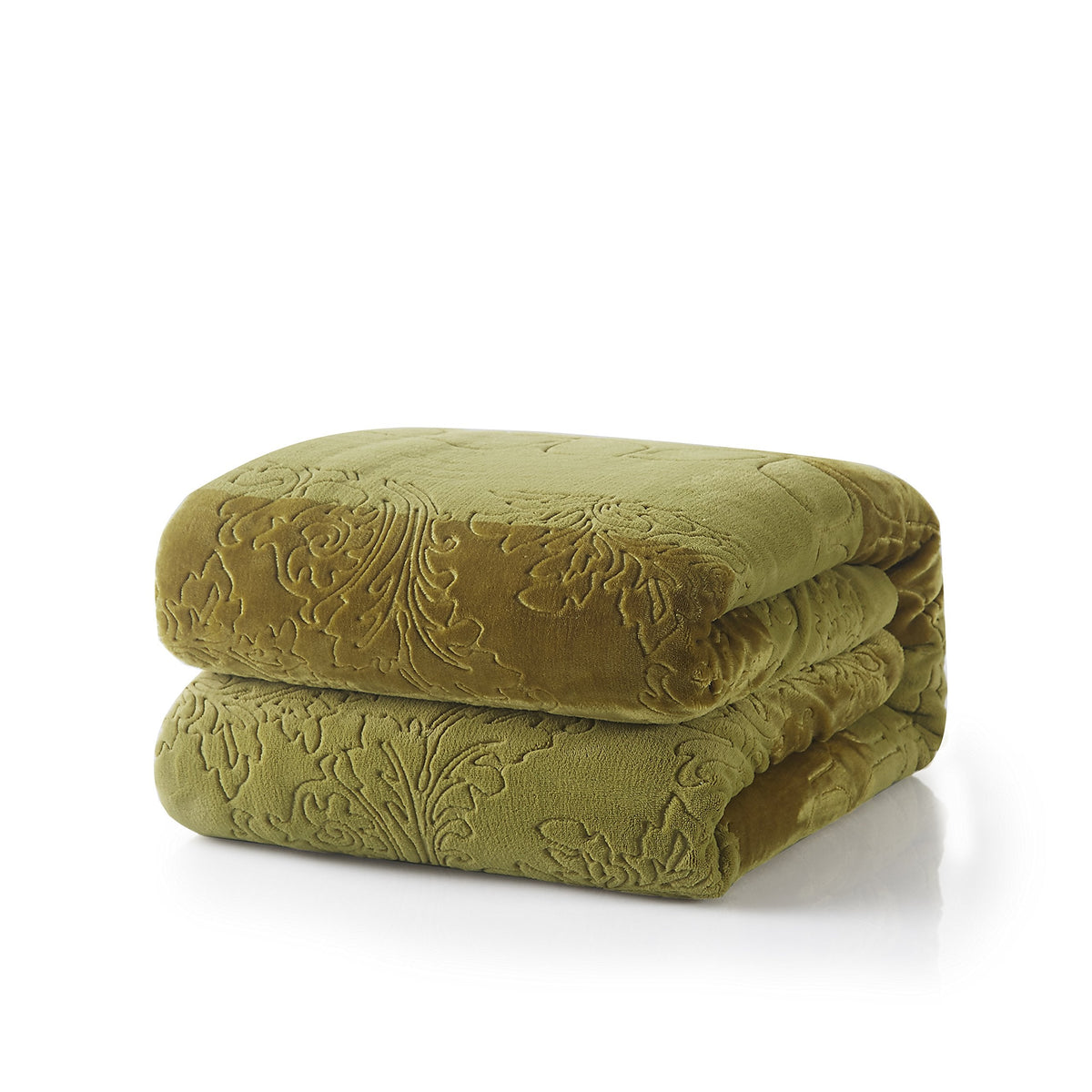 Tache Elegant Embossed Sherpa Bed Yellow Green Chartreuse Throw Blanket (Green, 90 x 90 Inch)