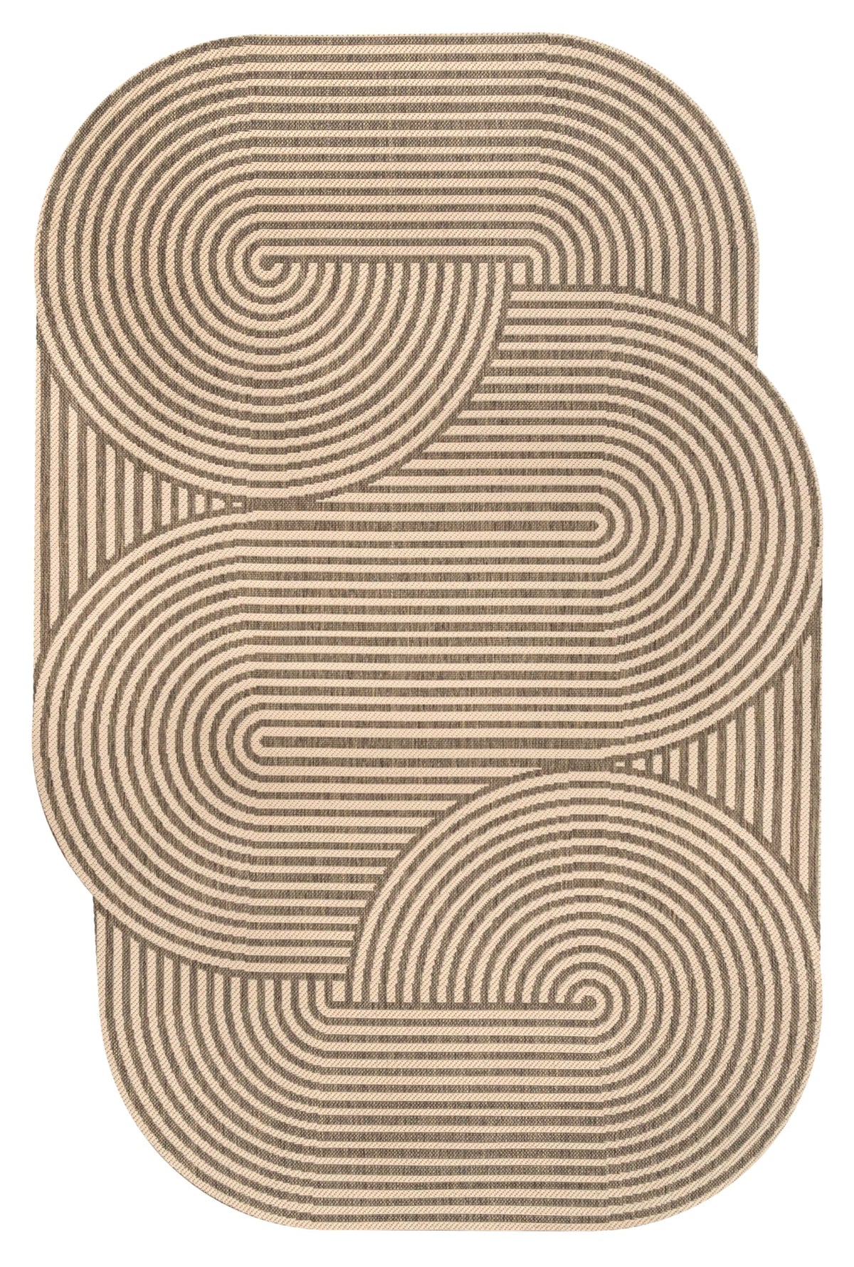 JONATHAN Y Geometric Arch Stripe Indoor Outdoor Area Rug 5X8 Beige/Brown, Margot Modern for Backyard, Patio, Porch, Easy-Cleaning, High Traffic, Pet-Friendly, Non-Shedding (SHP201A-5)