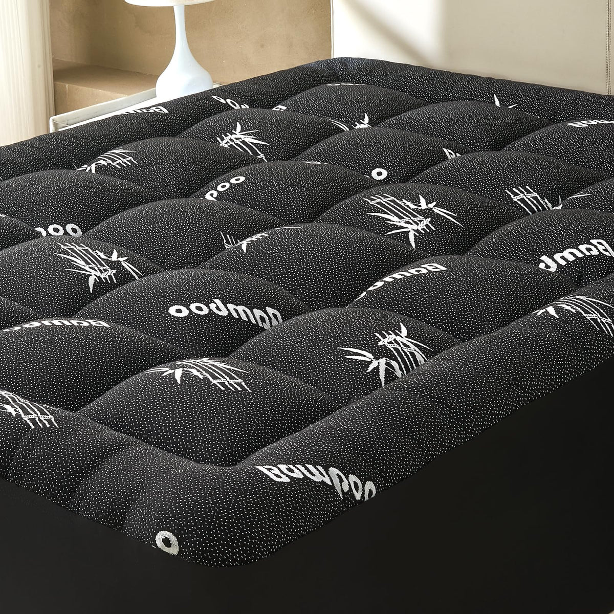 SurChic Queen Size Mattress Topper Viscose Derived from Bamboo, Soft Thick Pillow Top Mattress Pad Cover for Back Pain, Cooling Mattress Protector with 8-21 Inch Deep Pocket, Dark Grey