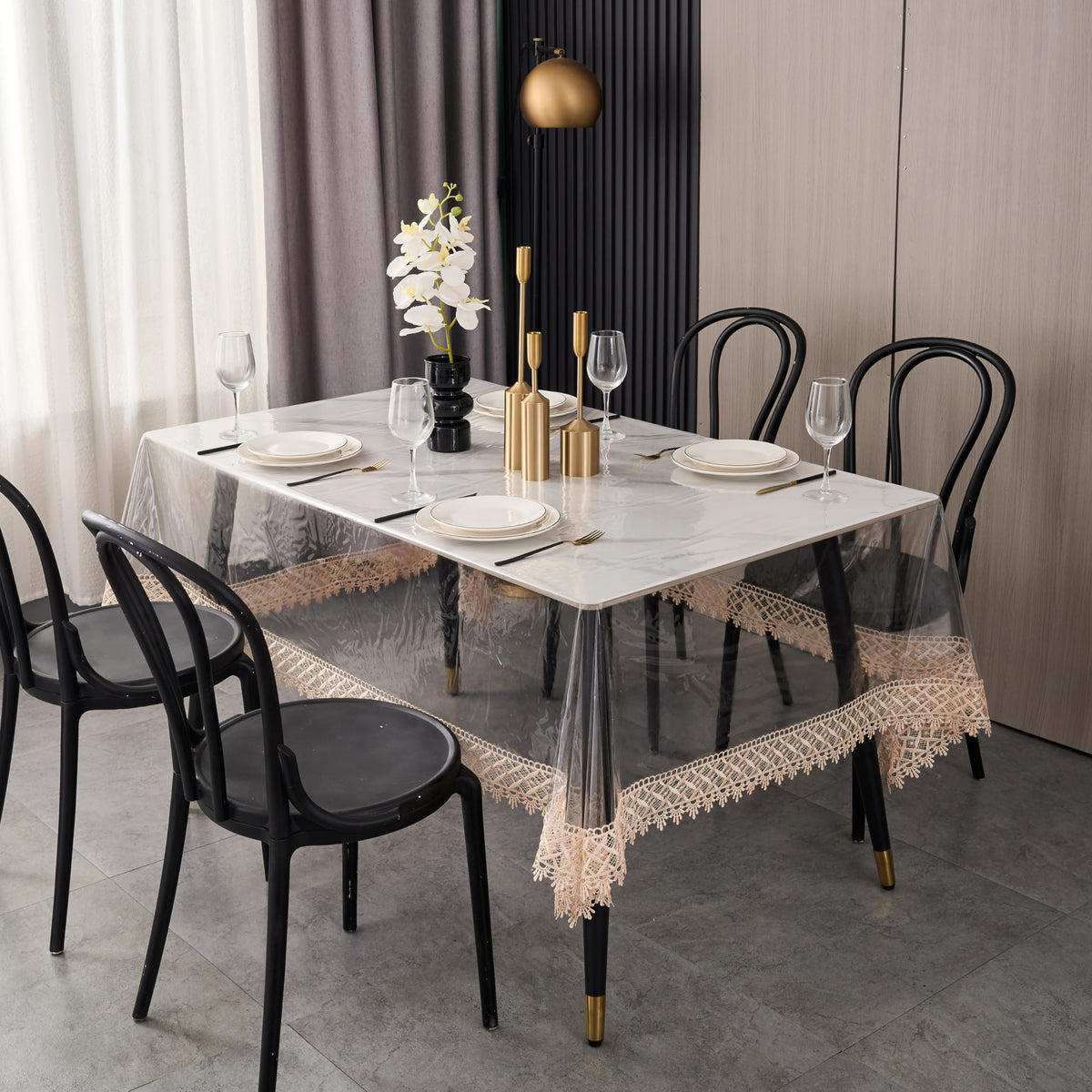 Pioggia Clear Vinyl Tablecloth Protector Waterproof/Oil-Proof PVC Table Cloth Transparent Sheet Table Cover (60'' x 84'' Rectangular)