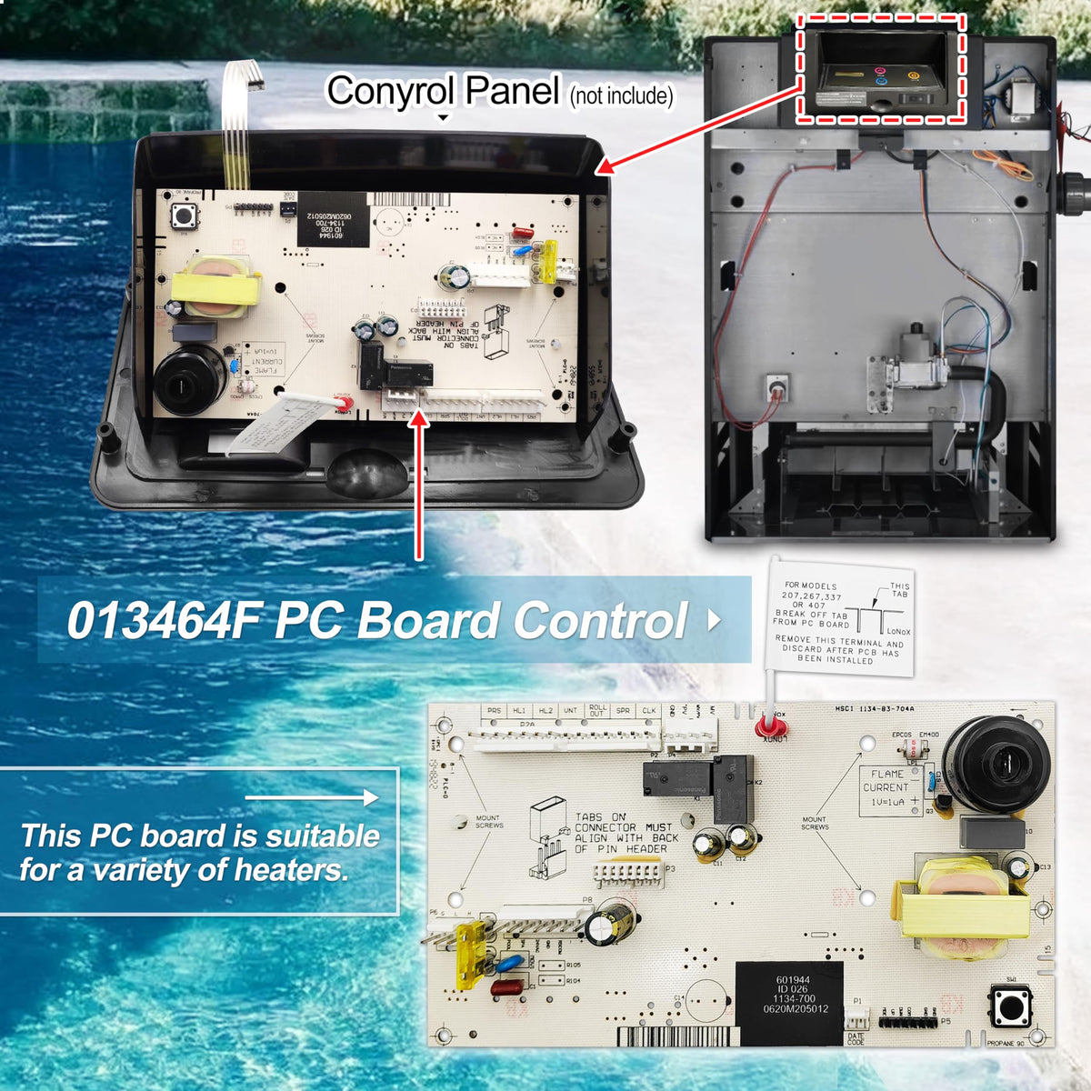 FARAMZ 2026 New Upgraded 013464F PC Board Control for Temperature Replacement for Raypak Digital Gas Heater Model 185B, 265B, 335B,405B,206A, 266A, 336A, 406A, 207A, 267A, 337A, and 407A