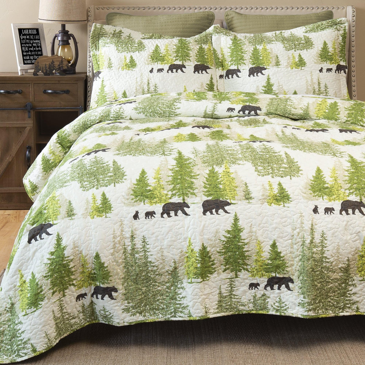 Pine Wilderness Rustic Quilt Set, King