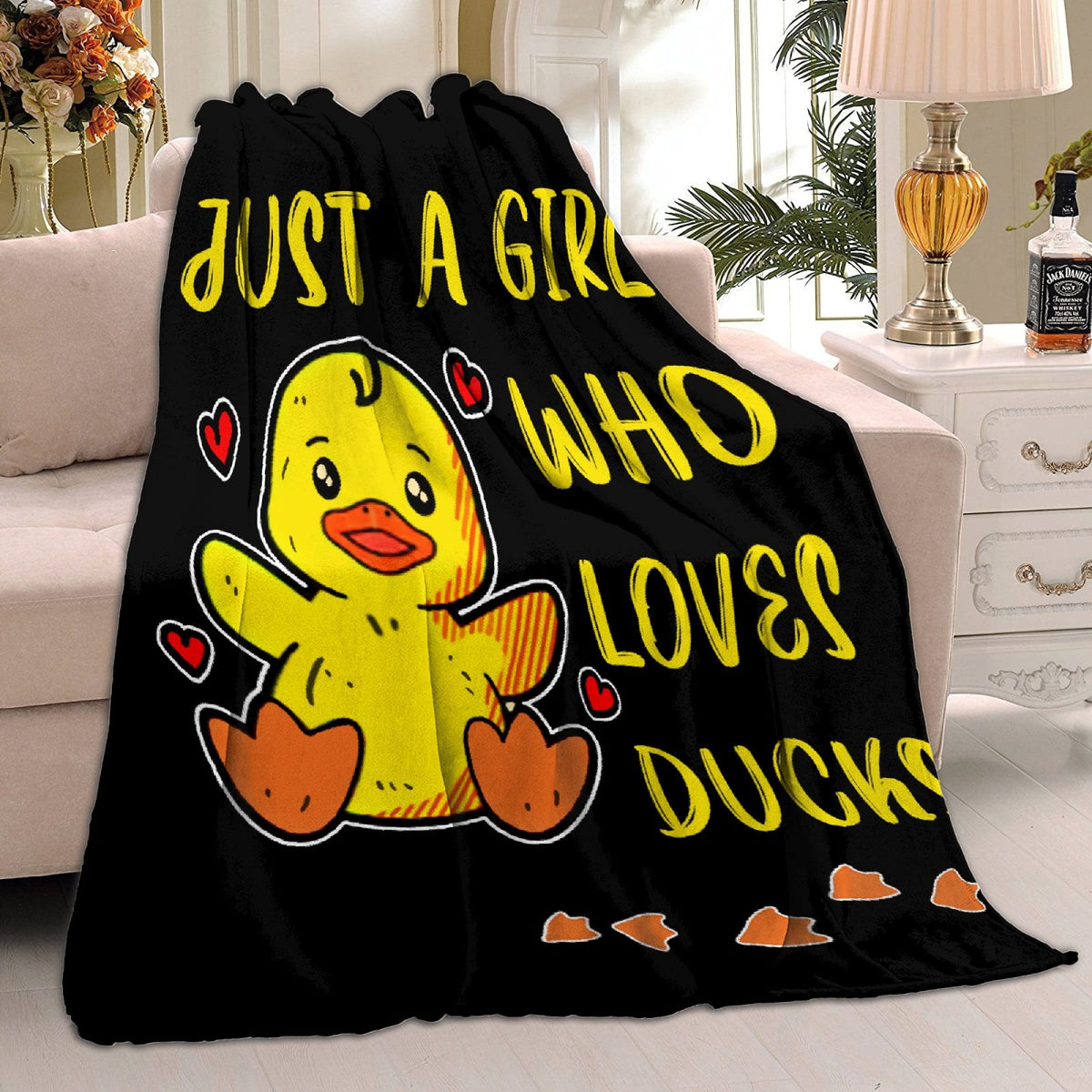 Just Girl Loves Ducks Blanket Soft Blankets and Throws Flannel Cozy Lightweight Quilt Gift Perfect for Bed Sofa Couch-50 x40 Small for Kids