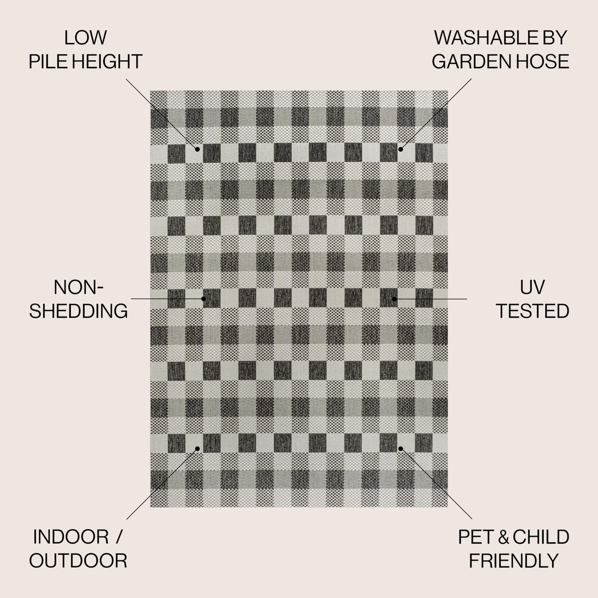 JONATHAN Y Geometric Bold Gingham Indoor Outdoor Area Rug 8X10 Black/Cream, Darcy Traditional for Backyard, Patio, Porch, Easy-Cleaning, High Traffic, Pet-Friendly, Non-Shedding (TSN201A-8)