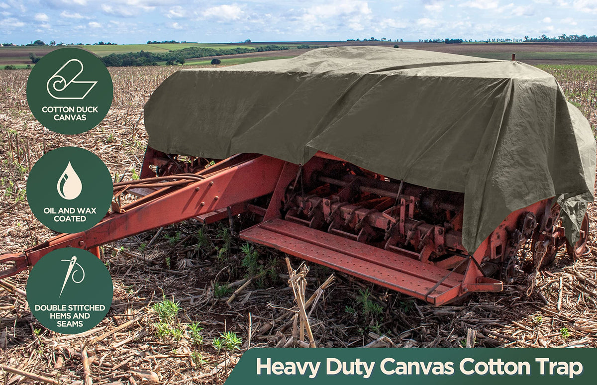 CCS Waterproof Canvas Tarp Cover (21oz) – Heavy Duty Duck Cloth, Waxed Canvas Tarpaulin with Rustproof Brass Grommets for Camping, Construction, Equipment & Outdoor Use (Olive Drab, 10x16 Ft)