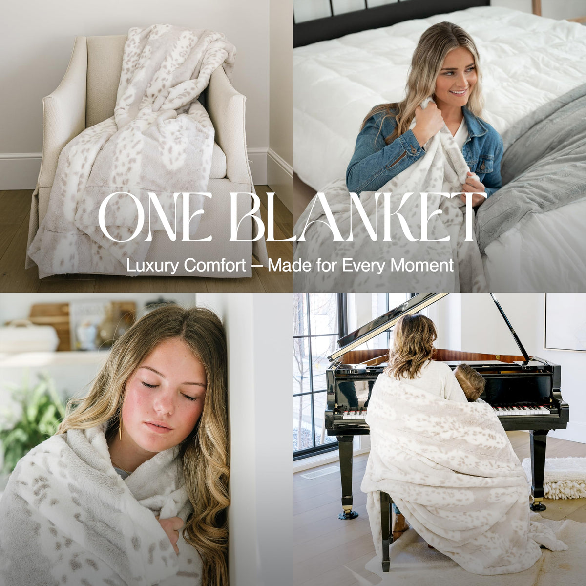 Minky Designs Arctic Lynx Minky Blanket – Ultra Soft Faux Fur Throw Blanket for Couch, Bed & Home – Fluffy, Warm & Luxurious – Posh Collection (Large, 60x72)