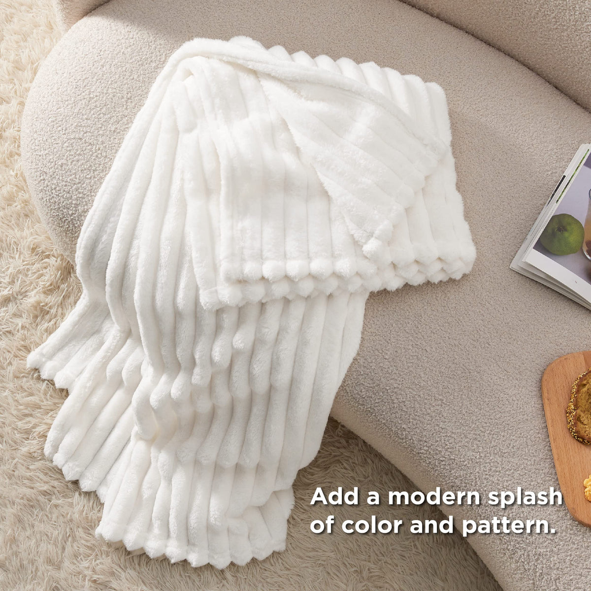 Bedsure White Throw Blanket for Couch, White, 50x60 Inches