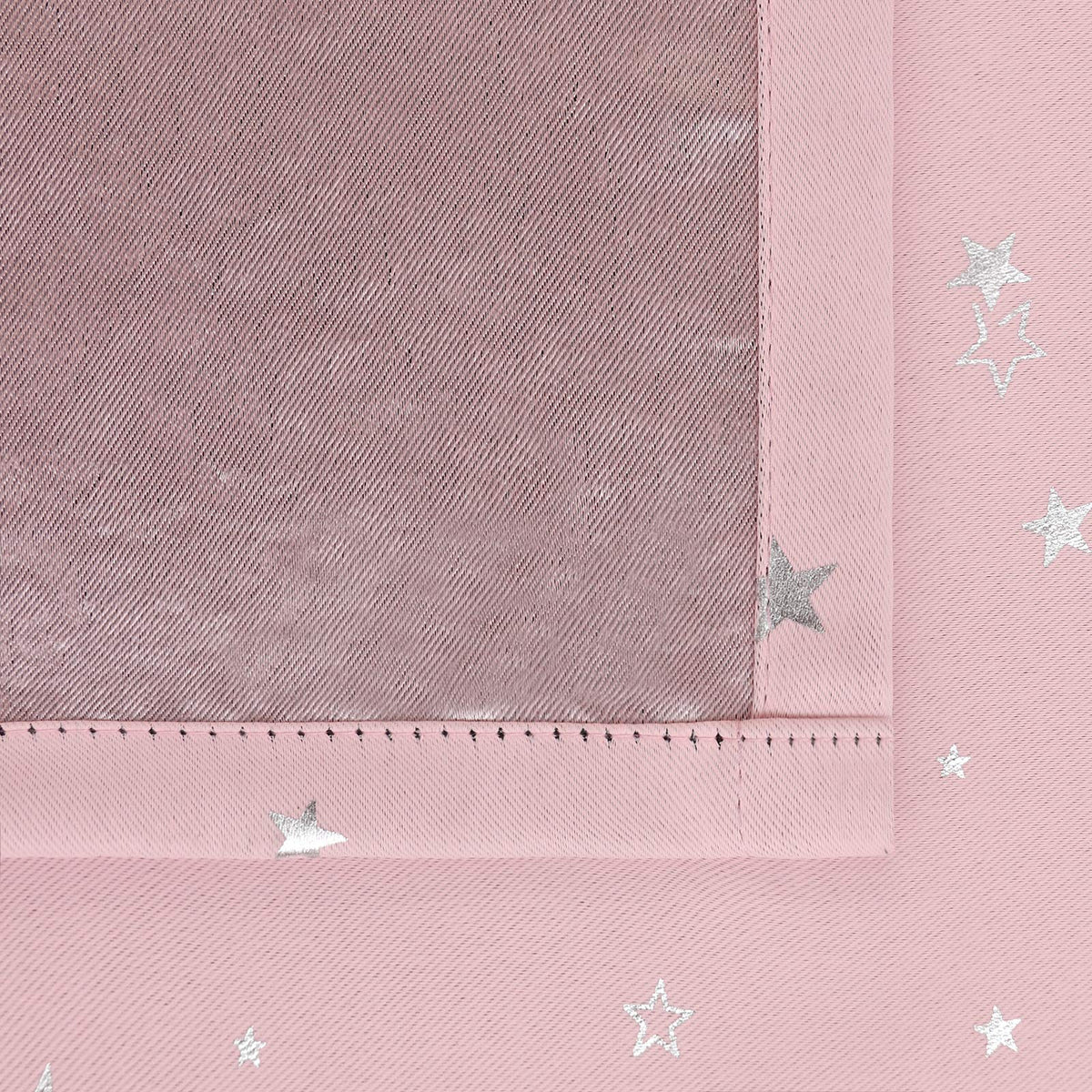 BGment Kids Blackout Curtains for Bedroom - Grommet Thermal Insulated Silver Star Print Room Darkening Curtains for Kids Room, Set of 2 Panels, 42 x 63 Inch, Baby Pink