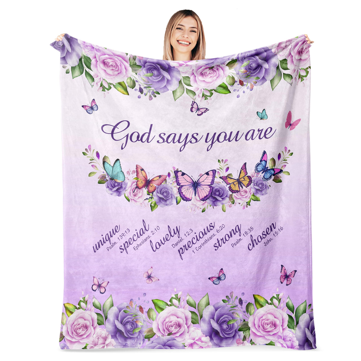 AICLIV Christian Butterfly Blanket Gifts for Women 60"X 50", Christian Gifts for Women Faith, Inspirational Bible Religious Gifts for Women Female, Warm Cozy Fleece Butterfly Throw Blankets