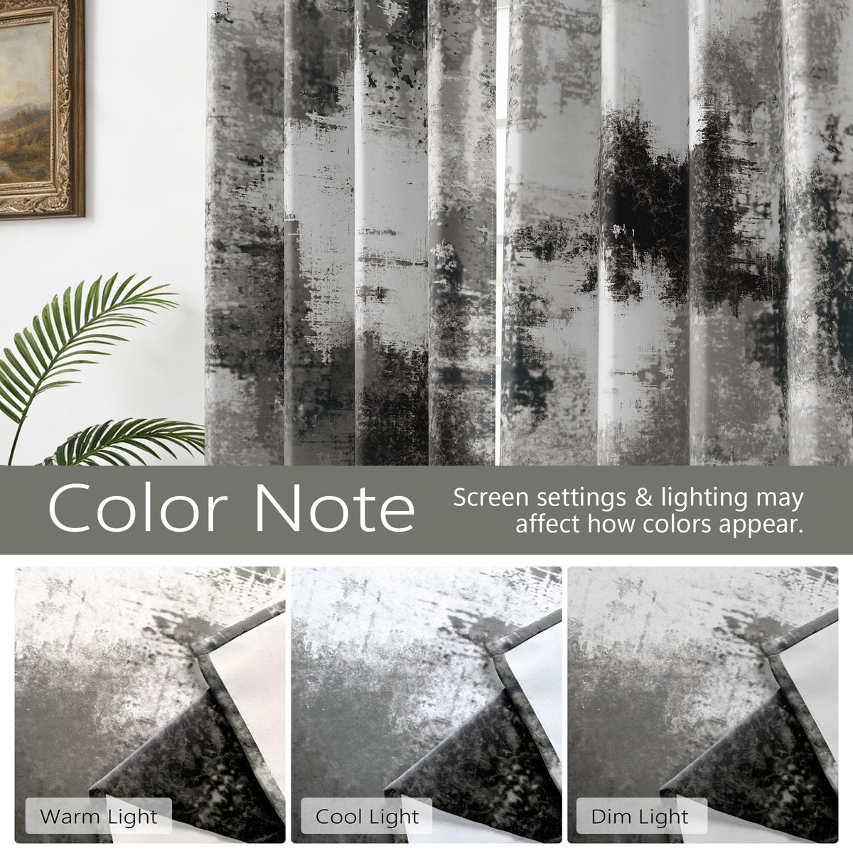 Asuexpect Abstract Curtains 2 Panels Abstract Rust Curtain Room Darkening Grommet Window Drapes Modern Decorative Window Treatments for Bedroom Living Room, 52x84 Inches, Black Grey