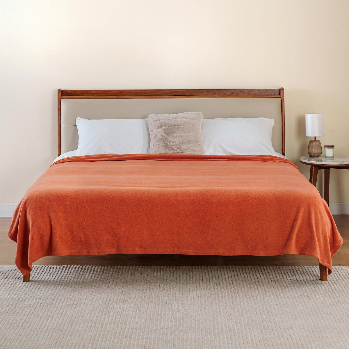 Berkshire Blanket Microfleece Twin Size Bed Blanket Amberglow Orange, Lightweight Soft Breathable Plush Micro Fleece Blanket for Bed Couch Sofa, 60x92 Inches