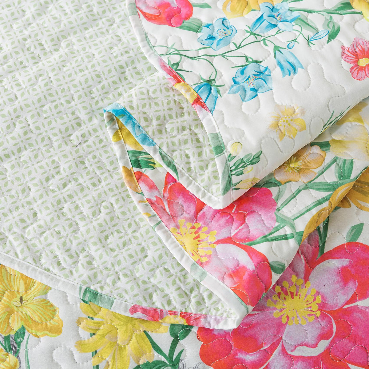 Travan Floral Quilt King Quilt Bedding Set, Ultra Soft Reversible Microfiber King Size Quilt Set with 1 Quilt Set and 2 Shams Yellow Flower Coverlet Set for All Season, Coreopsis-Yellow