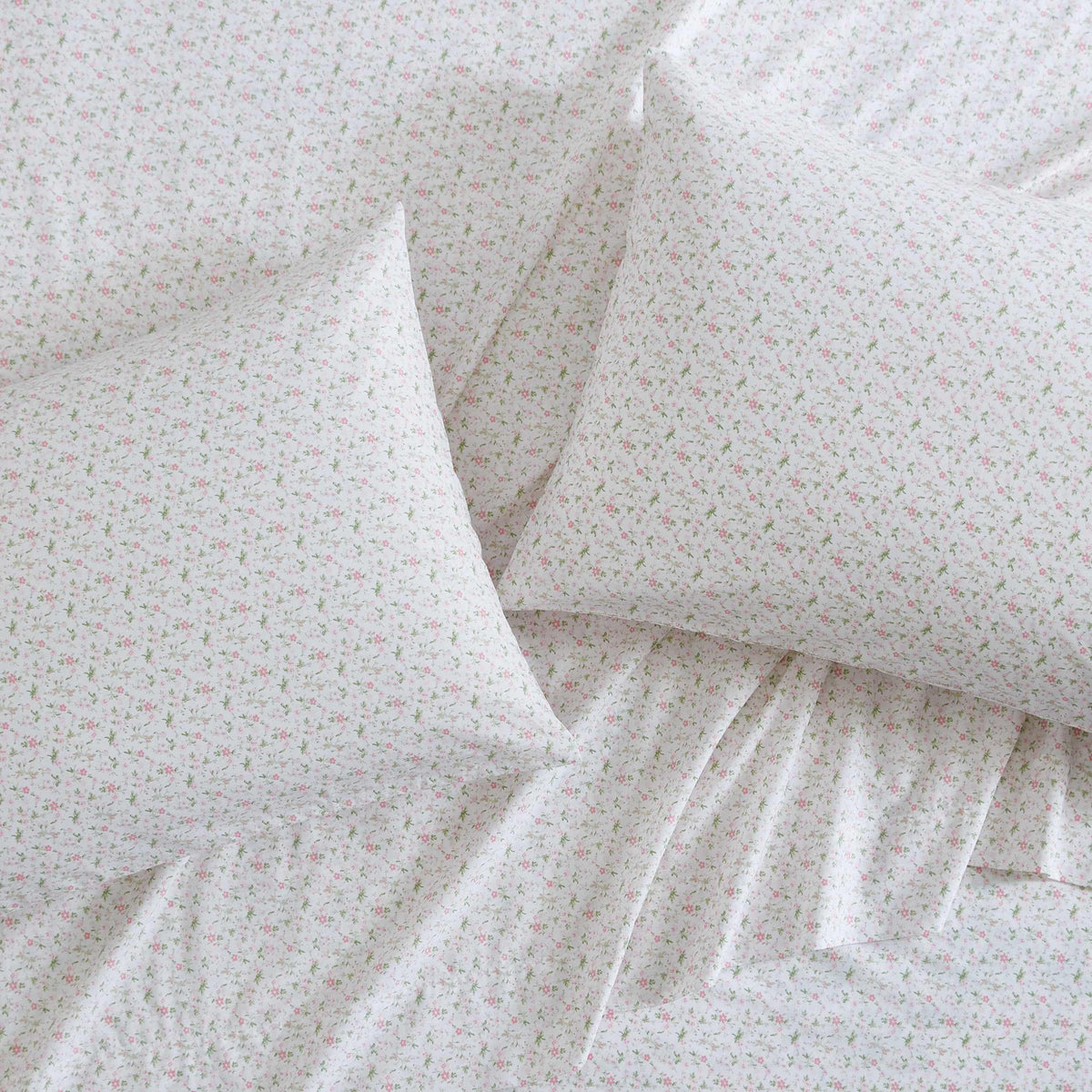 Laura Ashley - King Sheets, Cotton Percale Bedding Set, Lightweight & Breathable Home Decor (Evie Pink, King)