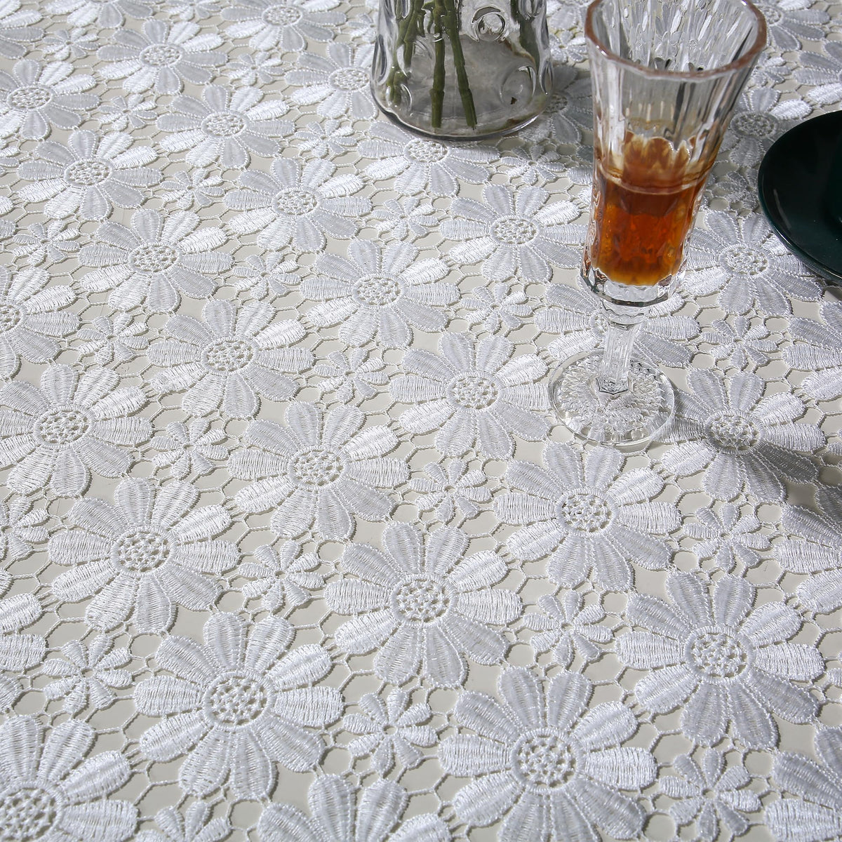 Lace Table Cloth Farmhouse Crochet Rustic 60x120 Tablecloth Rectangle White Fabric Sheet Picnic Table Cover For Dining Kitchen/Restaurant/Outdoor /Holiday/Wedding/Birthday/Party/Spring/Fall/Christmas