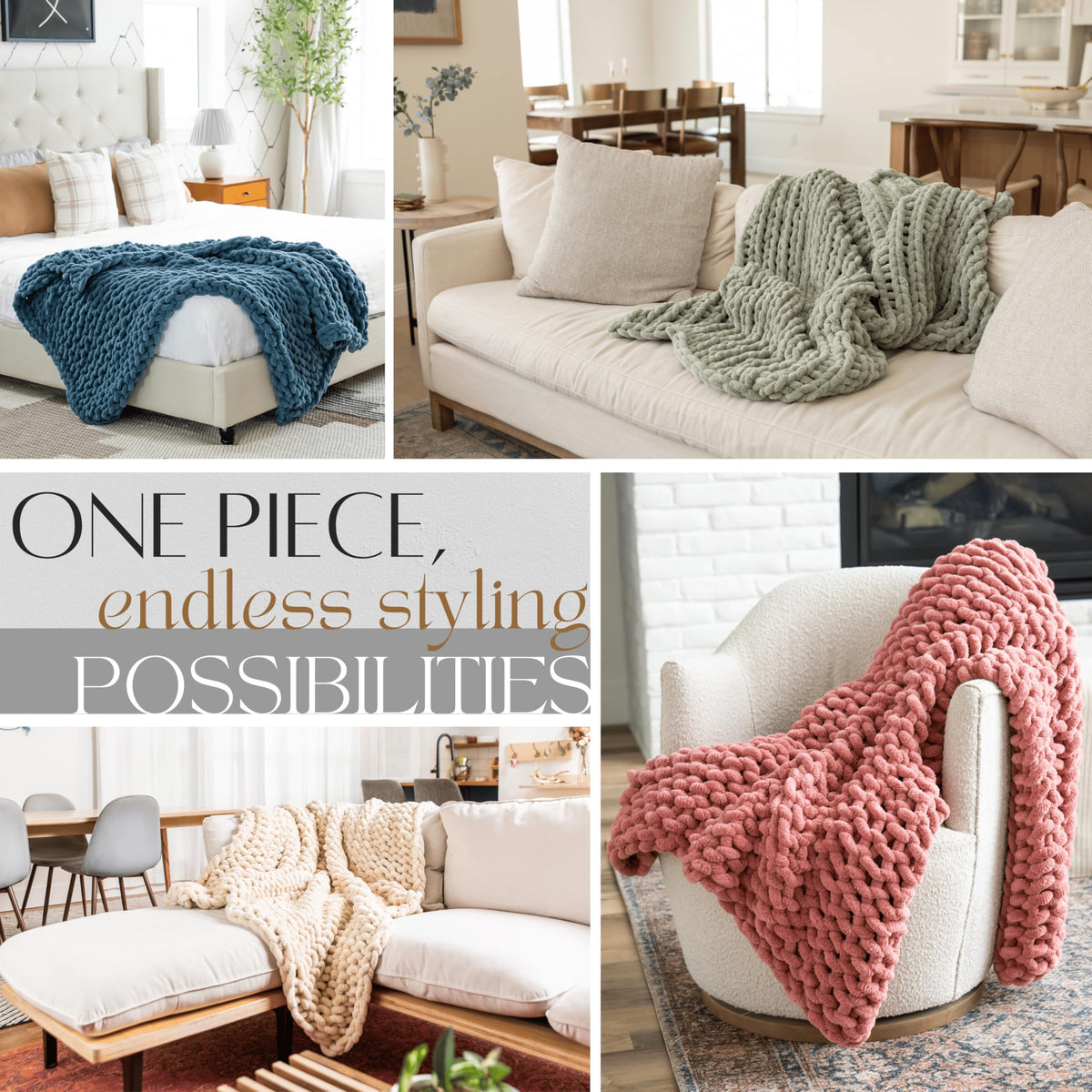 SAMIAH LUXE Chunky Knit Throw Blanket 50x60, Graphite Gray Chenille Throw Blanket for Couch Bed Sofa, Soft Fluffy Cable Knit Blanket, Oeko-TEX Certified, Machine Washable