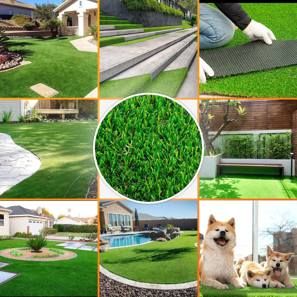 Artificial Grass Turf Pet Grass Fake Grass Rug 7FT x 12FT, 1.38inch Pile Height High Density Faux Grass Indoor Outdoor Synthetic Grass Lawn Carpet,Non Toxic Astroturf,Custom Size Provided