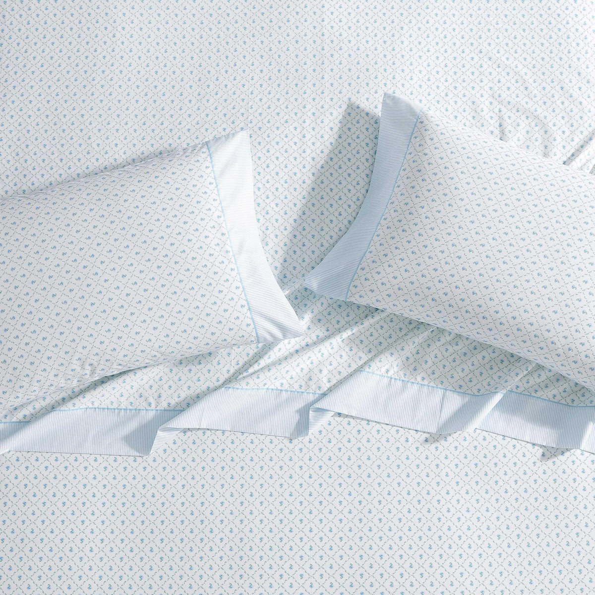Laura Ashley - Sheet Set, Breathable Percale Cotton Bedding, 200 Thread Count, Deep Pocket, Chic Home Decor (Kate Blue, King)