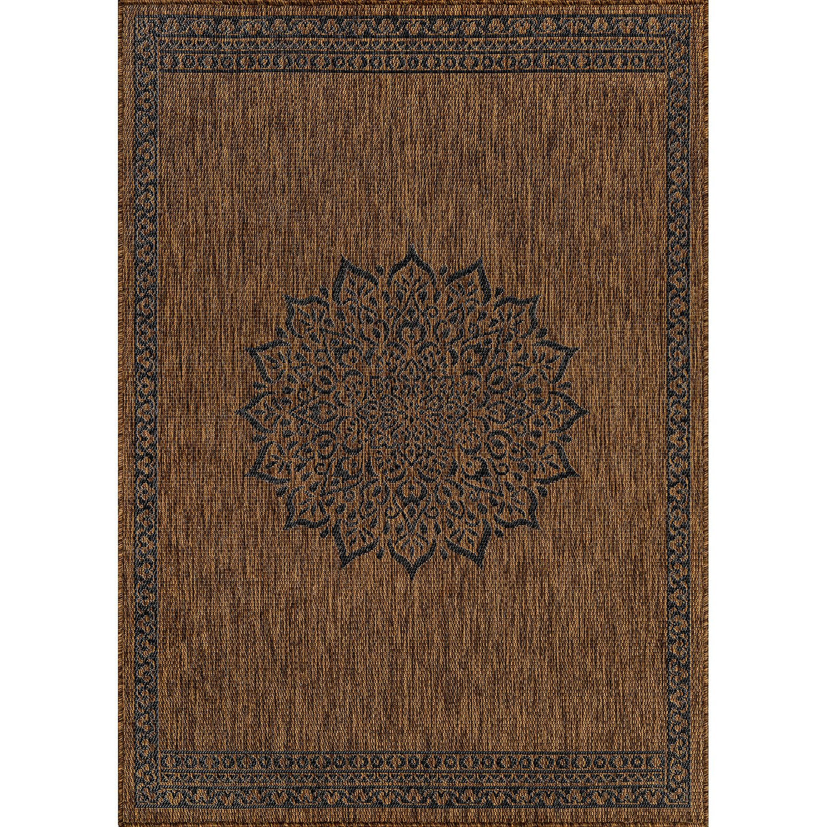 CAMILSON Outdoor Rug 9x12 Medallion Gold Modern Large Area Rugs for Indoor and Outdoor Patios Kitchen and Hallway Mats Washable Porch Deck Outside Carpet (Medallion Gold 9 x 12)