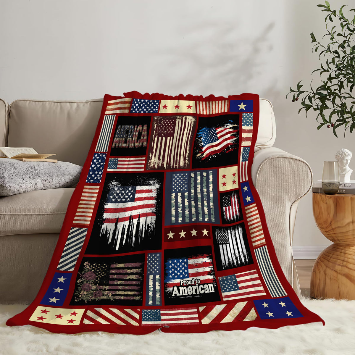 Veteran Blanket American Flag Throw Blanket Veterans Day Gifts for Men Women Adults Super Soft Cozy Plush Fluffy Fuzzy Fleece Blanket Home Decor 60''X80''