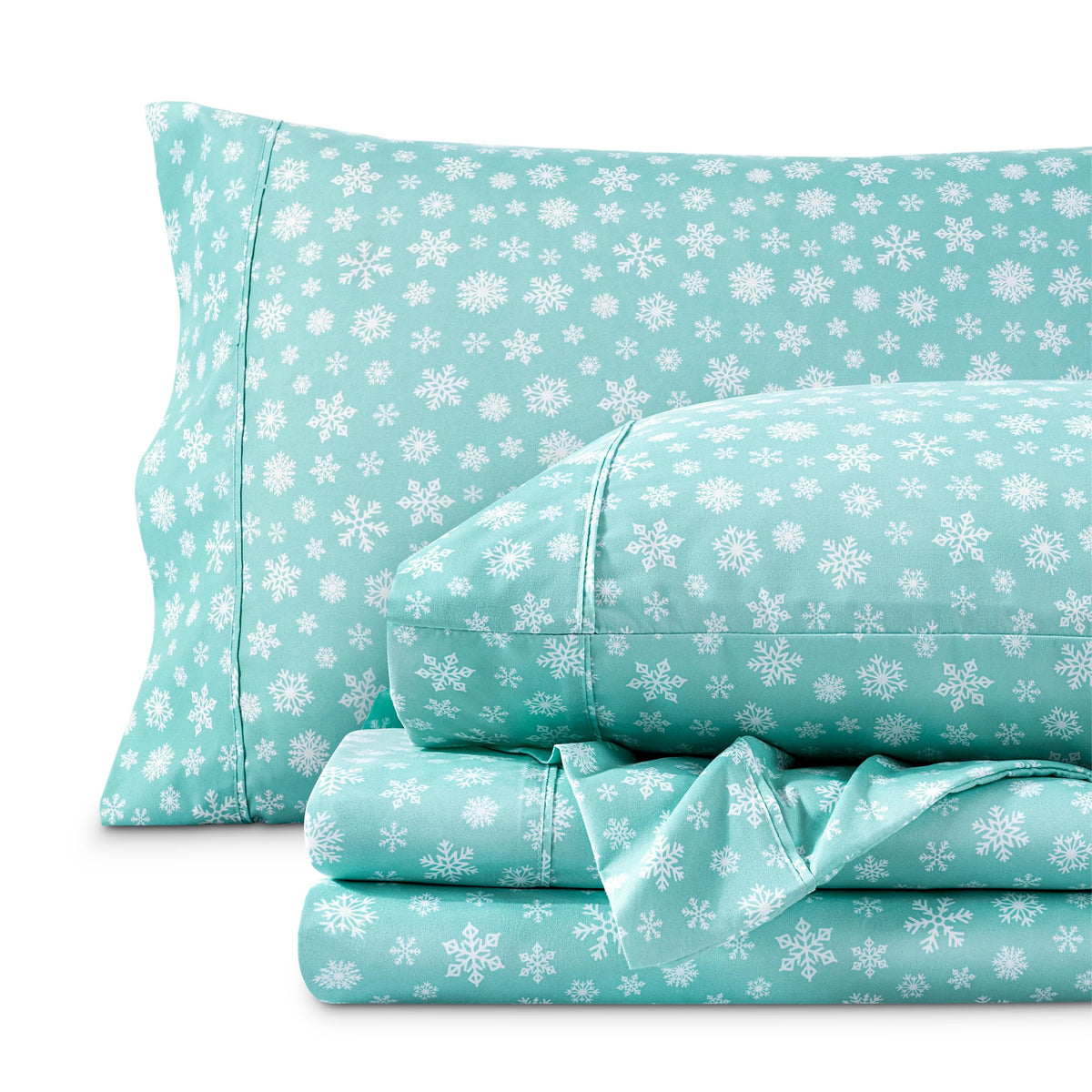 Bare Home Queen - Christmas Sheet Set - Luxury 1800 Ultra - Double Brushed Soft Microfiber - Deep Pockets - Easy Fit - 4 Piece Set - Holiday Bed Sheets (Queen, Snowdrift)