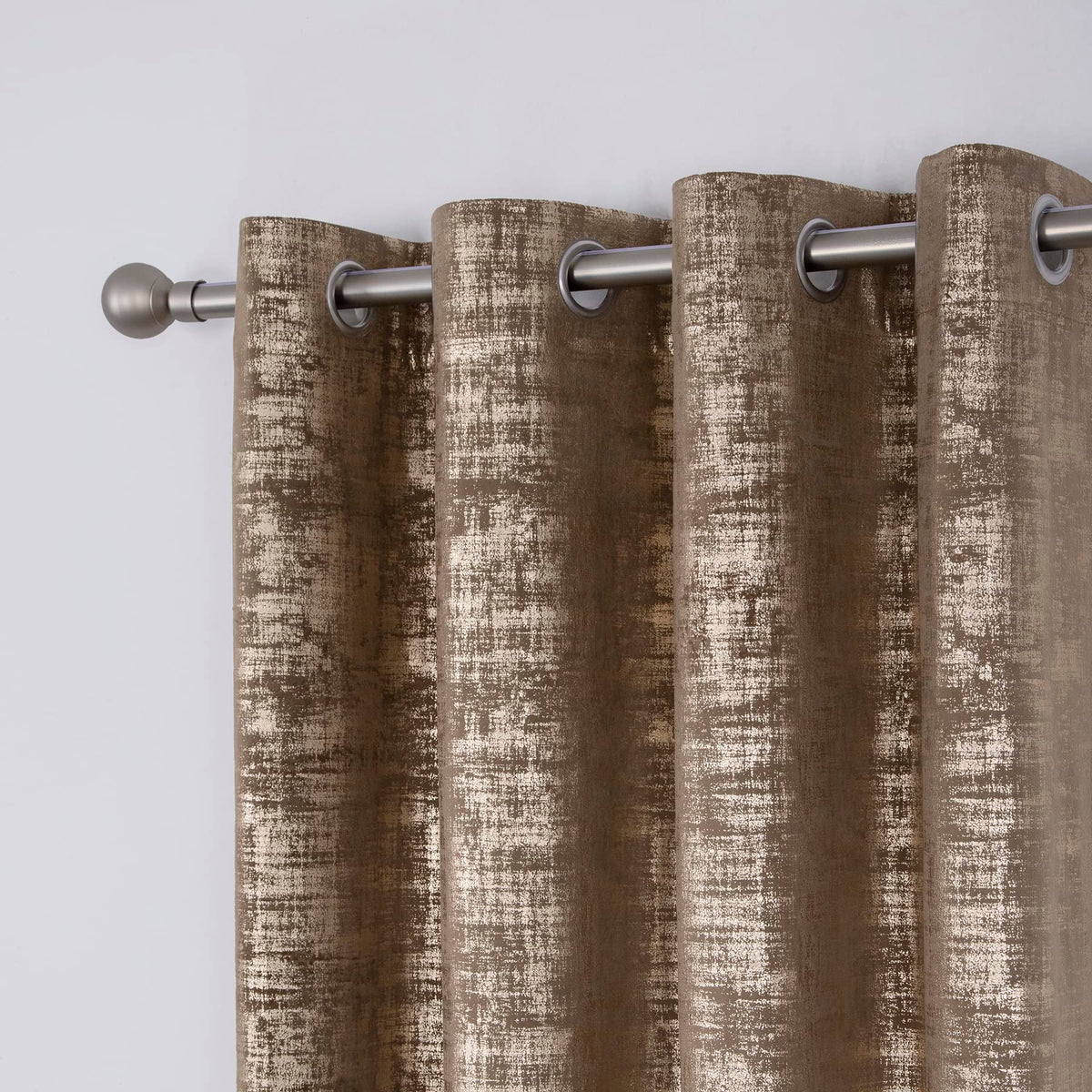 always4u Mocha Soft Velvet Curtains 95 Inch Length Luxury Bedroom Curtains Gold Foil Print Window Treatments for Living Room Bedroom Set of 2