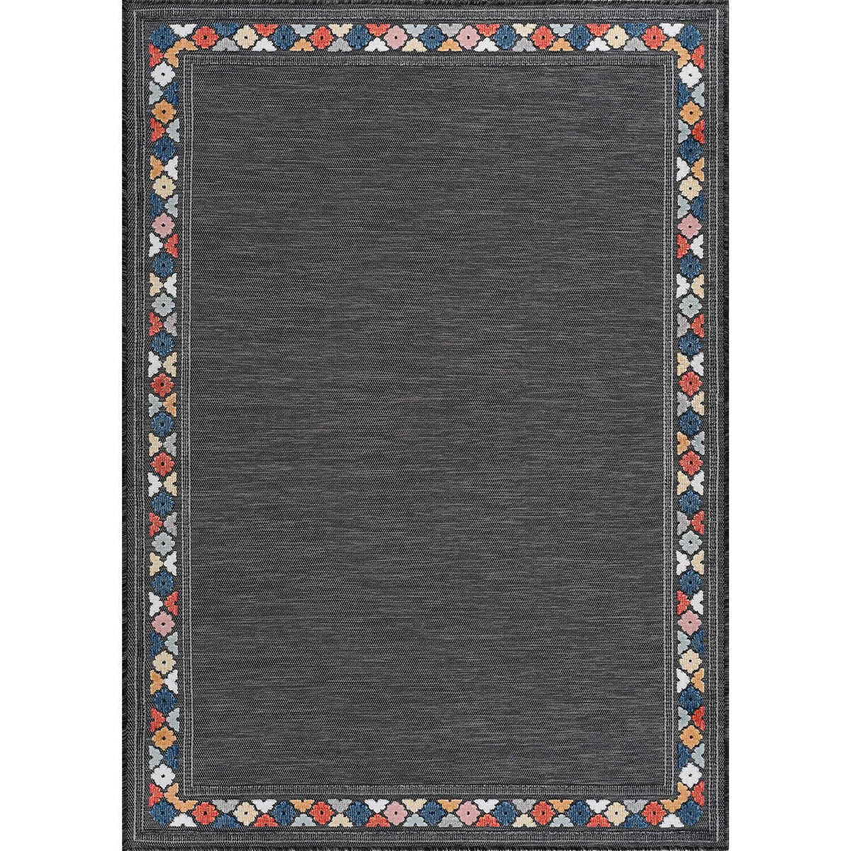 Beverly Rug Outdoor Rug 10x14 Modern Bordered Large Area Rugs for Indoor and Outdoor Patio Easy to Clean Non Shedding Living Room Porch Garden Washable Outside Carpet (10 x 14 Dark Gray)