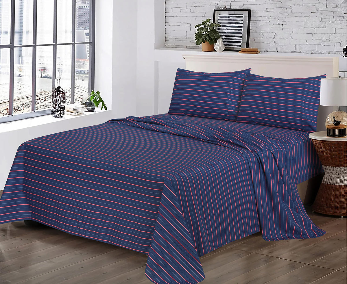 RUVANTI 100% Cotton Percale Sheets Full Size, Nautical