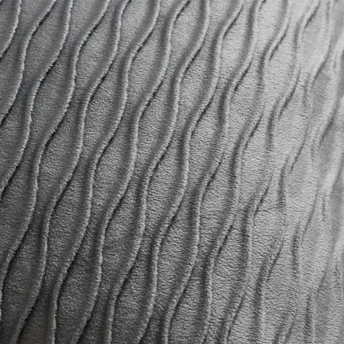 DEZENE Grey Vertical Ripple Striped Decorative Pillow Cases: Pack of 2 18x18 Inch Velvet Square Throw Pillow Covers for Farmhouse Couch Sofa Bed Living Room Home Decor