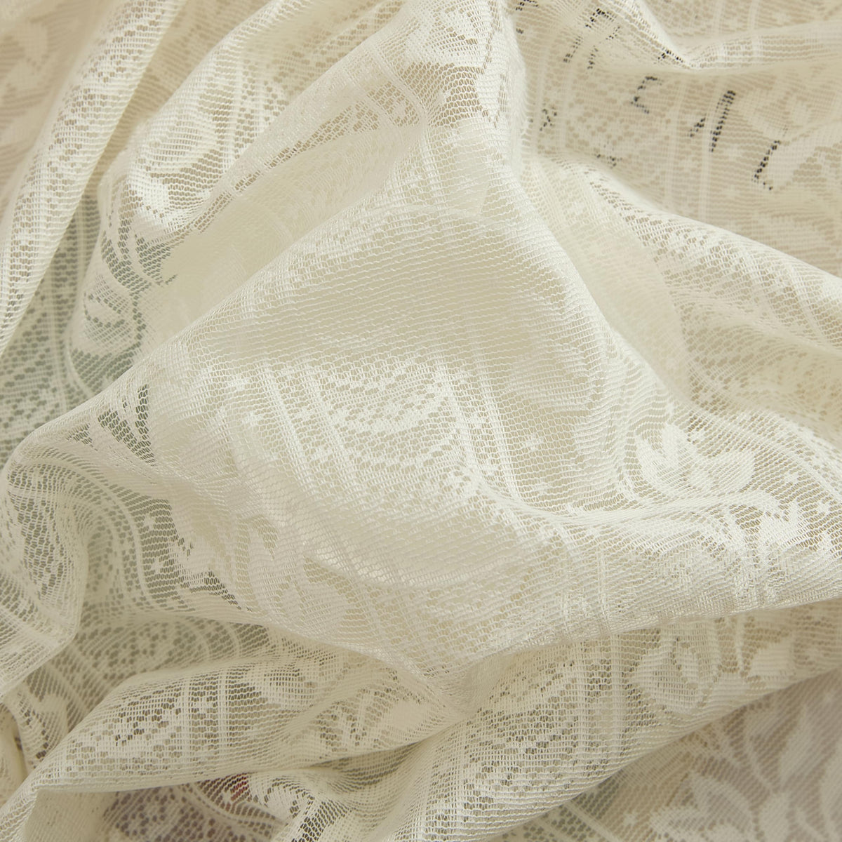 HLC.ME Sophia Floral Rod Pocket Lace Short Cafe Swags for Small Windows - 28 x 36 Inch Length (Ivory Swags, Set of 2)