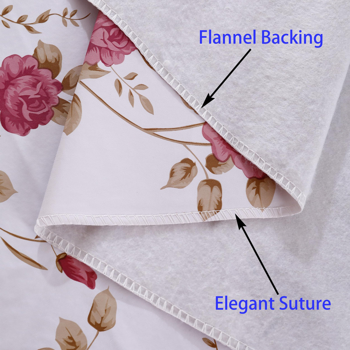 Walrus Heavy Duty Vinyl Tablecloth with Flannel Backing Waterproof Oil-Proof Plastic Table Cloth Stain-Resistant Wipeable Rectangle or Square Table Cover for Indoor and Outdoor (Flowers, 54X54 Inch)