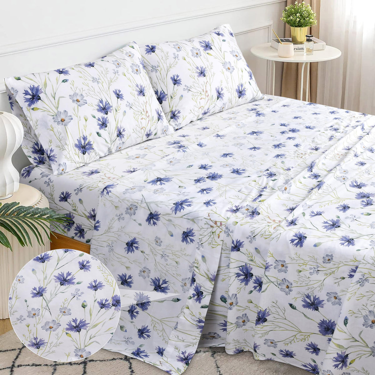 Sleepdown Cotton Bed Sheet Set - Lavender, King