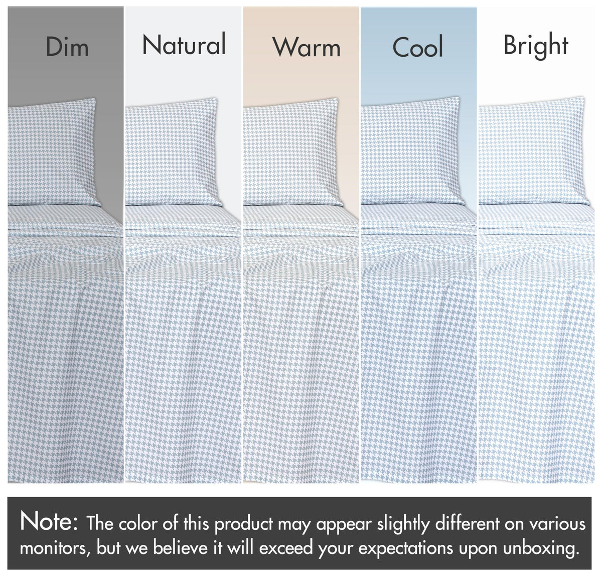 RUVANTI 100% Cotton Percale Sheets Full Size, Houndstooth