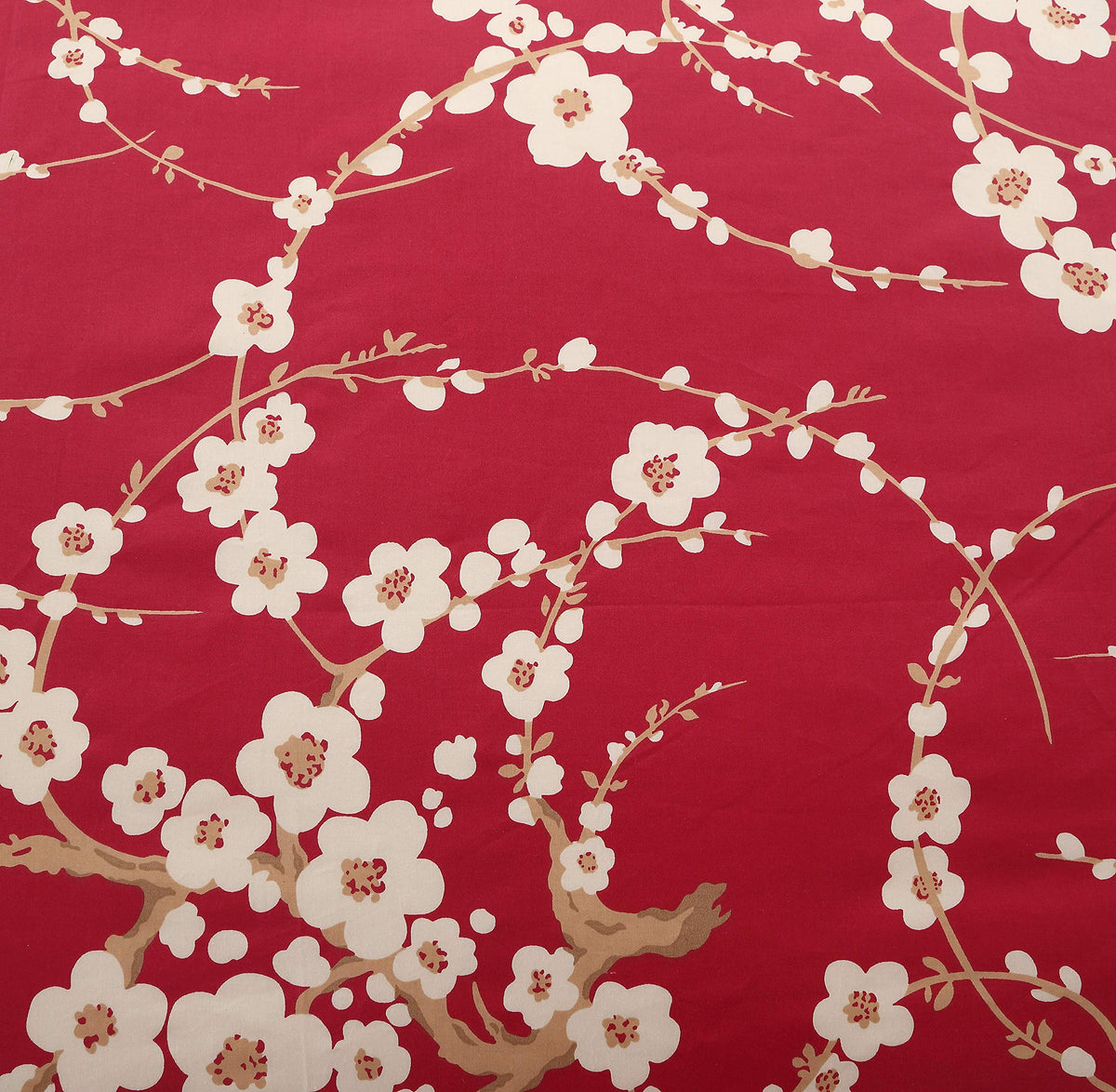 Brandream Eastern Japanese Oriental Style Cherry Floral Chinoiserie Blossom Print Duvet Quilt Cover Set Red 800TC Egyptian Cotton Sateen Bedding Set 3 Piece Ornamental Drawing(Queen)