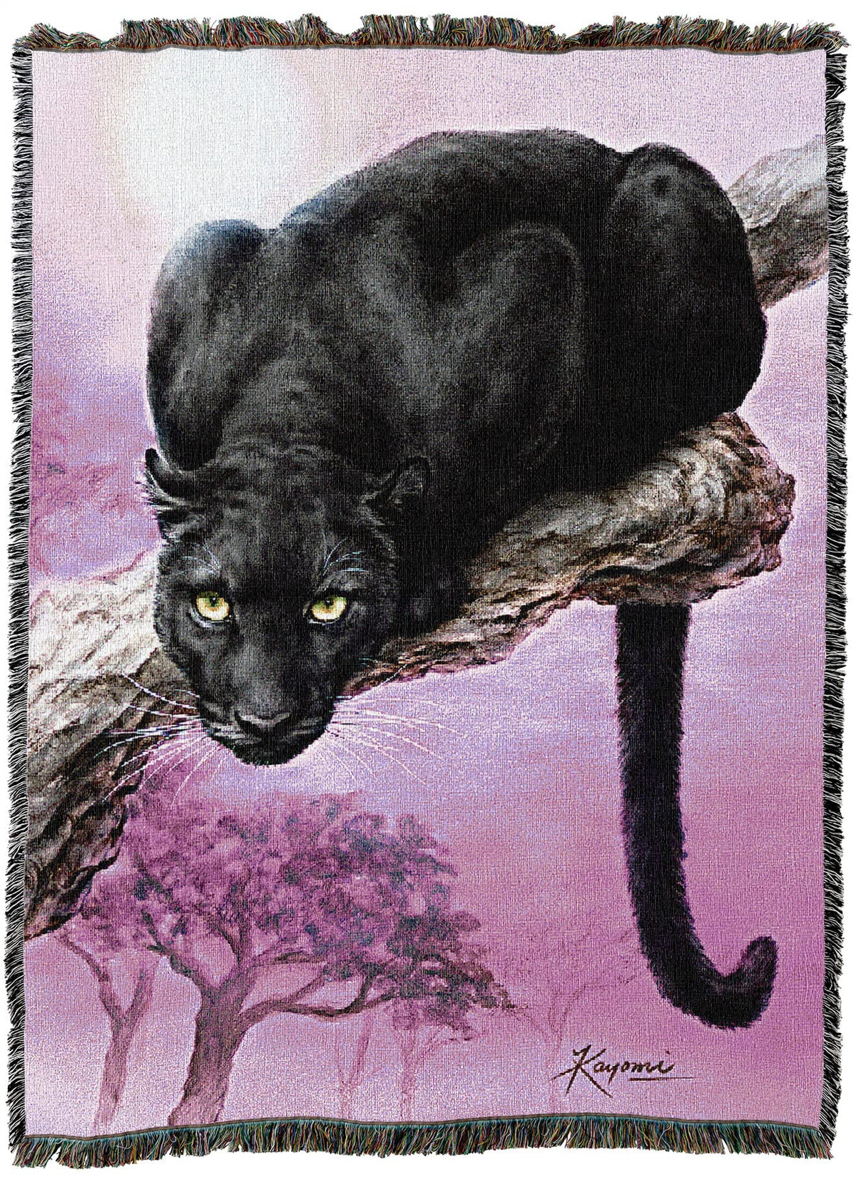 Pure Country Weavers Black Panther Blanket by Kayomi Harai - Gift Tapestry Throw Woven from Cotton - Made in the USA (72x54)