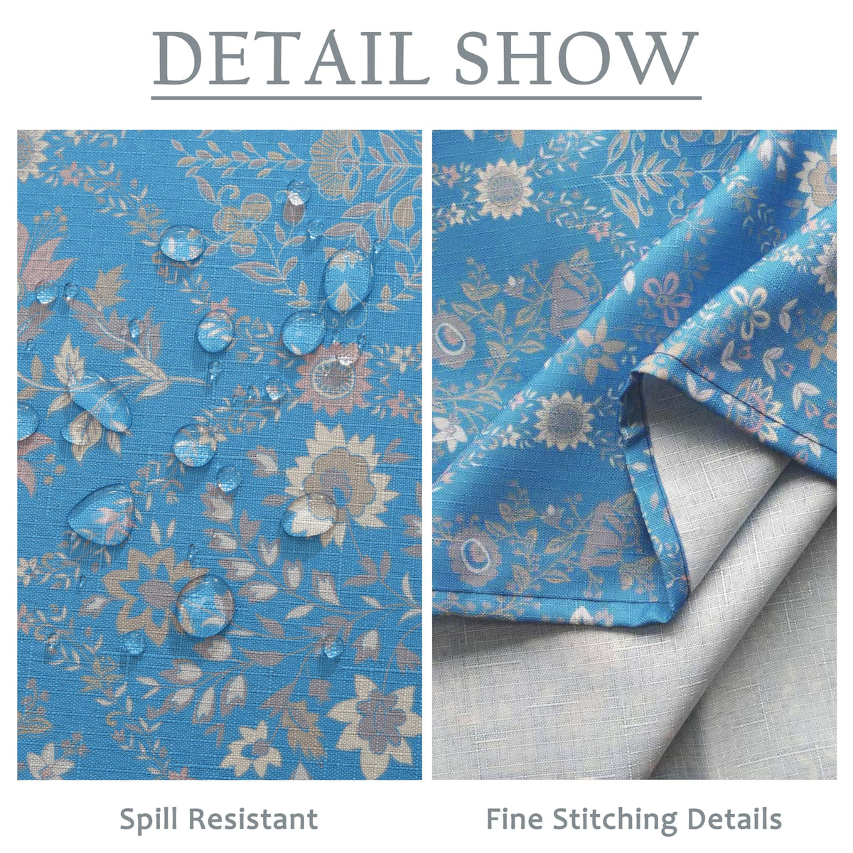 Honellaty Blue French Vintage Floral Rectangle Tablecloth, 60 x 84 Inch