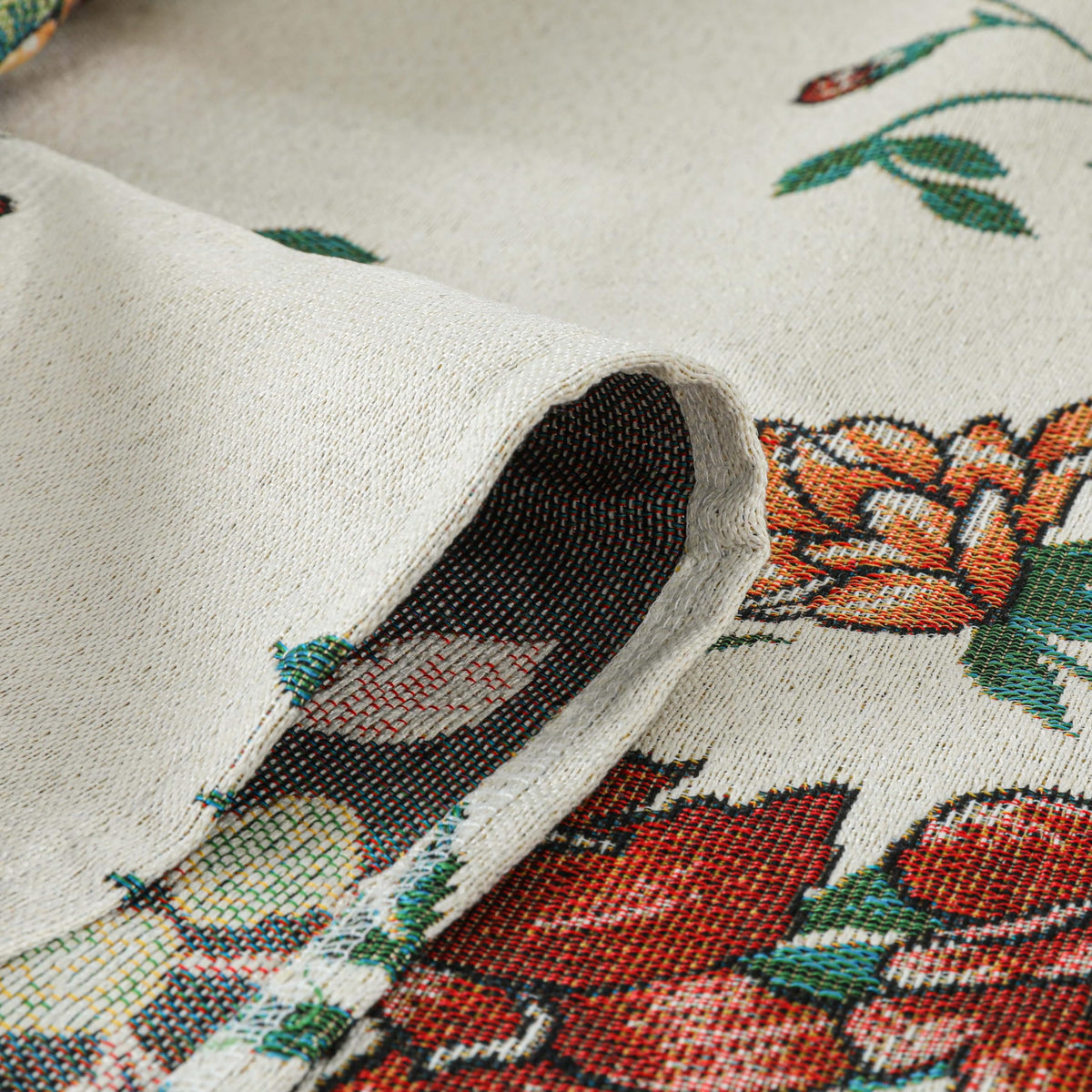 Dimatic Cotton and Linen Rectangular Tablecloth with Botanical Elements for Desks, Dining Tables, Home Table Cloths, Party and Holiday Decorations, Red 55 x 94 Inches