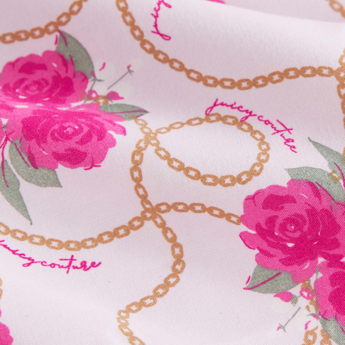 Juicy Couture Printed Microfiber 6-Piece King Sheet Set, Bianca Chain Floral Pink