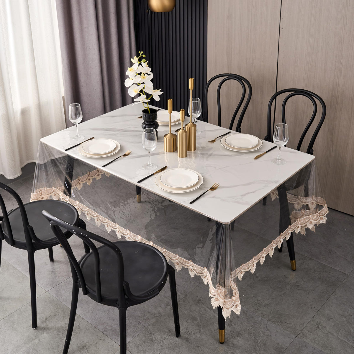 Pioggia Clear Vinyl Tablecloth Protector Waterproof/Oil-Proof PVC Table Cloth Transparent Sheet Table Cover (60'' x 120'' Rectangular)
