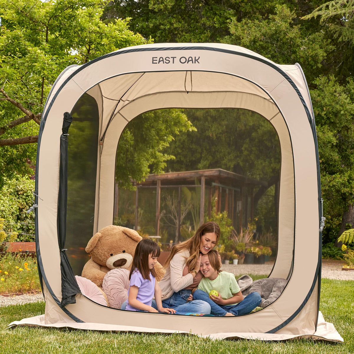East Oak Screen House Tent Pop-Up, Portable Screen Room Canopy Instant Screen Tent 6 x 6 FT with Carry Bag for Patio, Backyard, Deck & Outdoor Activities, Dark Green