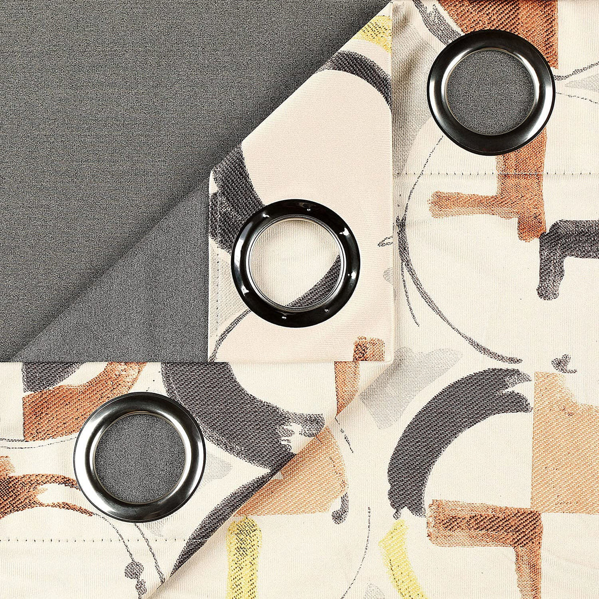 VOGOL Blackout Curtains for Bedroom, Brown Geometric Circles Print Curtains 84 inch Length Thermal Insulated Room Darkening Grommet Drapes for Living Room Home Theatre, 52 x 84 Inches, 2 Panels
