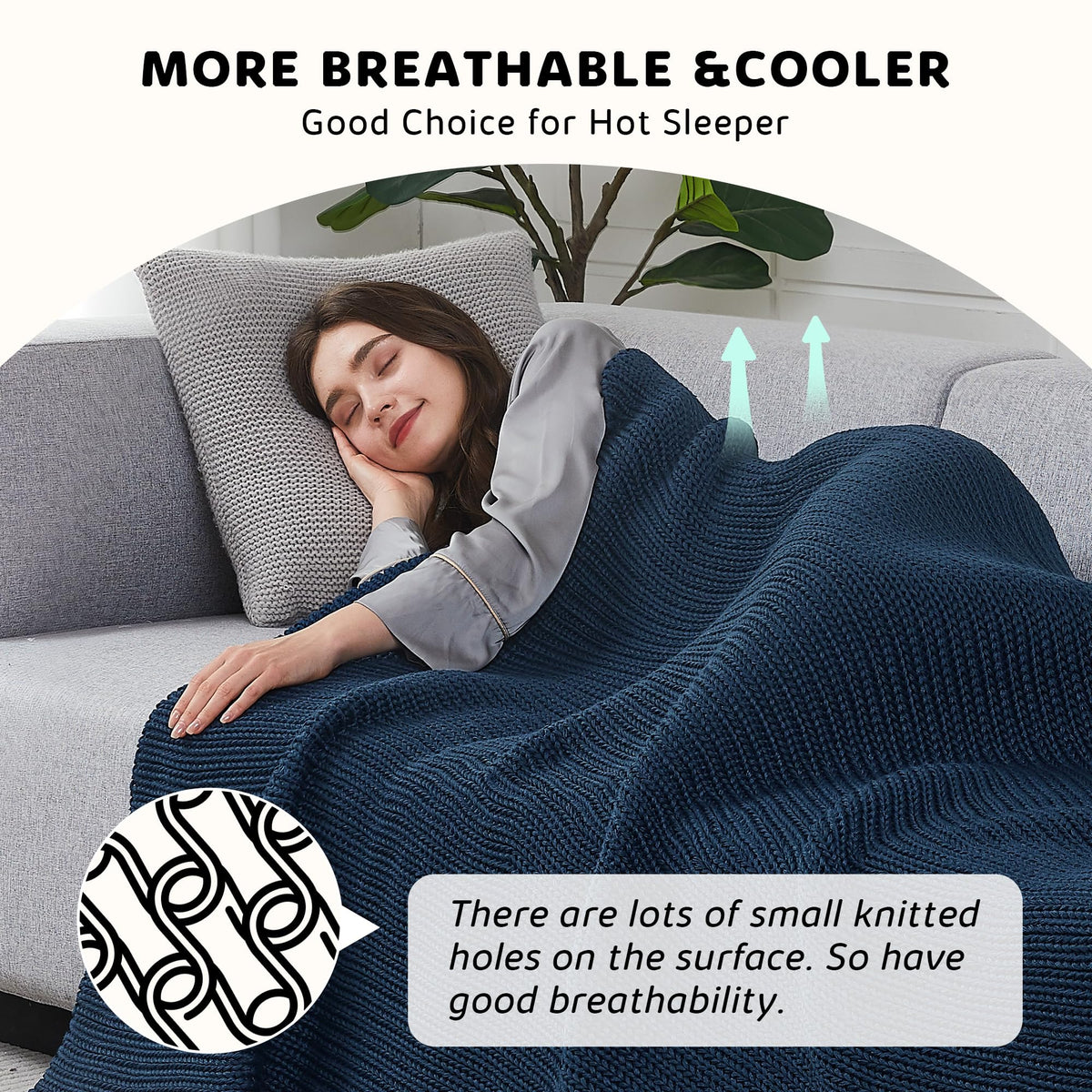 L'AGRATY Knitted Weighted Blanket - 50"x60" 7lbs Cooling Chunky Knit Heavy Blanket for Adults Braided Crochet Throw Thick Cable Yarn Knit Decorative No Beads Evenly Weighted Machine Washable