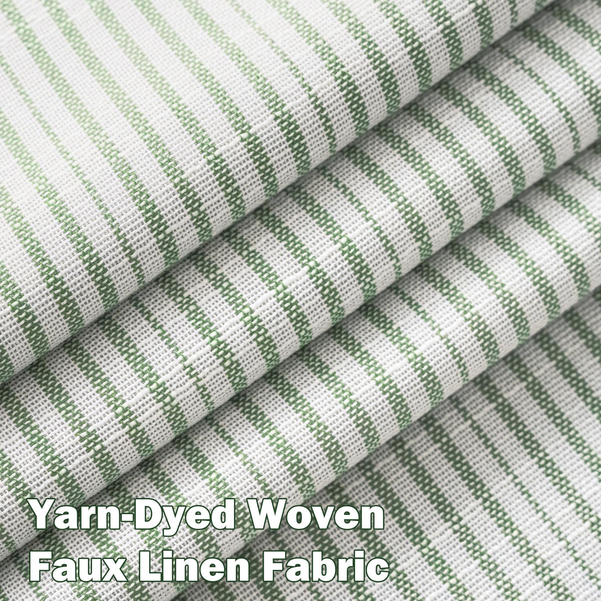 DriftAway 100% Blackout Linen Ticking Striped Curtains Double Layer Farmhouse Drapes 84 Inches Long for Living Room Bedroom Yarn Dyed Woven Thermal Insulated Rod Pocket Back Tab 2 Panels Loden Green