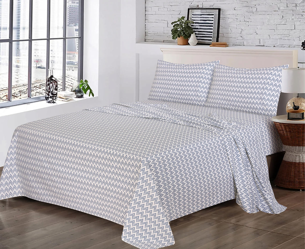 RUVANTI 100% Cotton Percale Sheets Full Size, Chevron